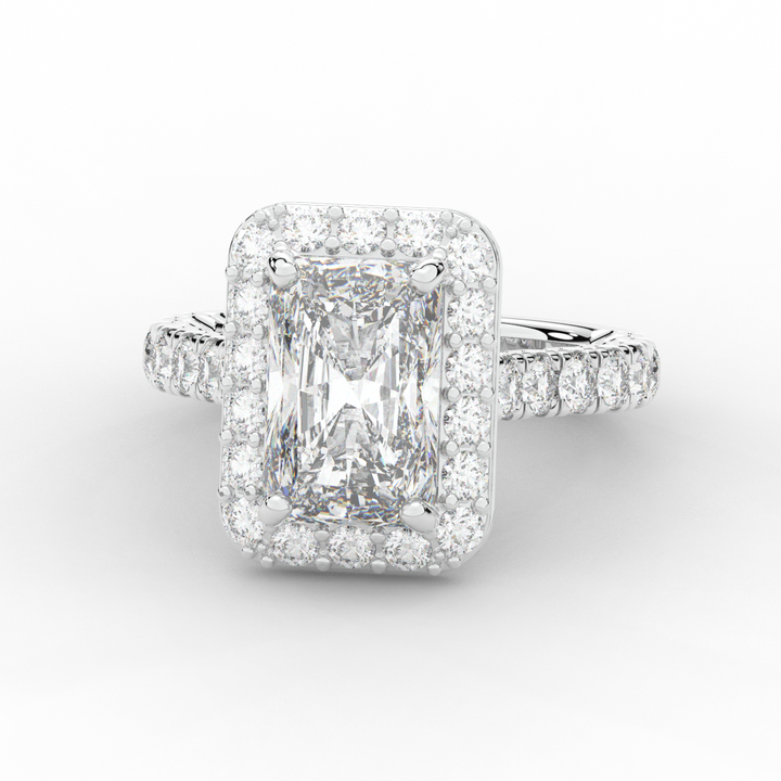 4.50CT.TW RADIANT LAB DIAMOND HALO ENGAGEMENT RING - Nazarelle