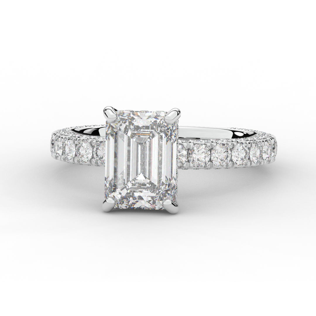 3.00CT.TW EMERALD CUT LAB DIAMOND ENGAGEMENT RING - Nazarelle