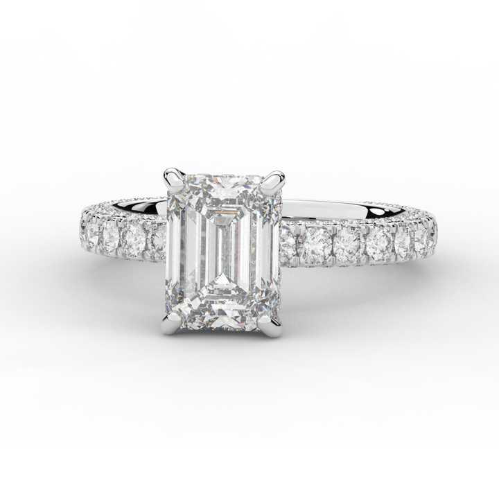 3.00CT.TW EMERALD CUT LAB DIAMOND ENGAGEMENT RING - Nazarelle