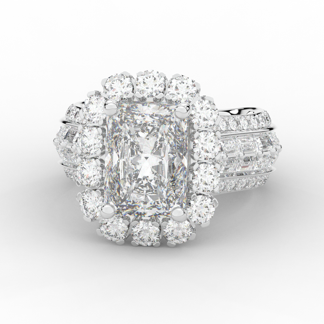 8.00CT.TW RADIANT LAB DIAMOND HALO ENGAGEMENT RING - Nazarelle