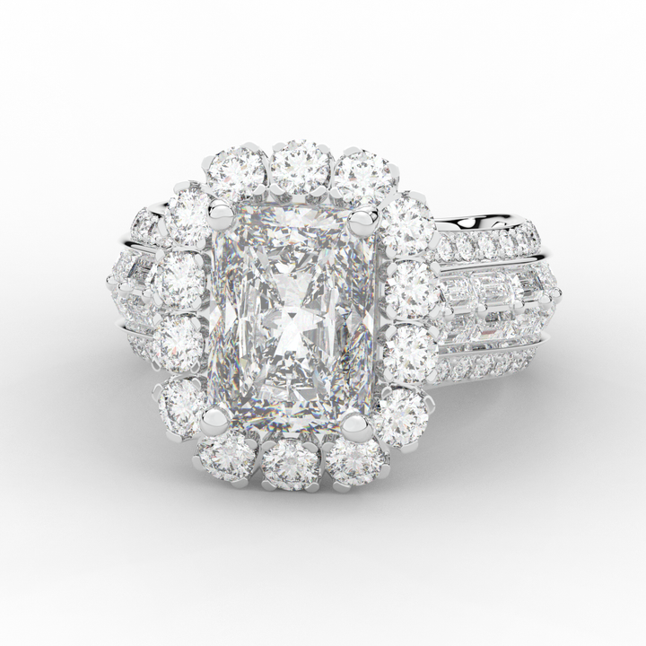 8.00CT.TW RADIANT LAB DIAMOND HALO ENGAGEMENT RING - Nazarelle