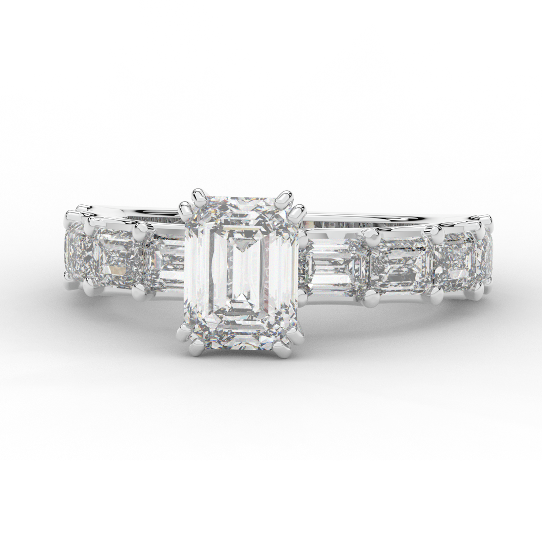 3.75CT.TW EMERALD CUT LAB DIAMOND SOLITAIRE ENGAGEMENT RING