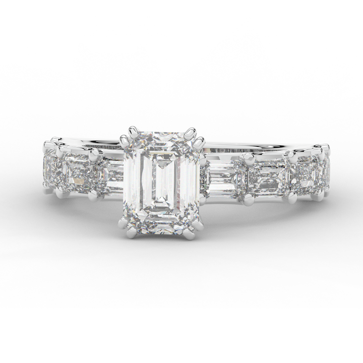 3.75CT.TW EMERALD CUT LAB DIAMOND SOLITAIRE ENGAGEMENT RING
