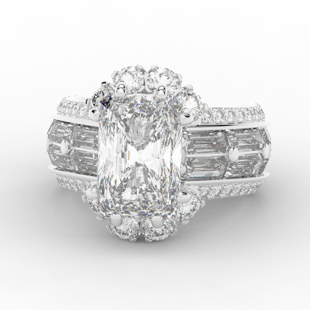 8.25CT.TW RADIANT LAB DIAMOND HALO ENGAGEMENT RING - Nazarelle