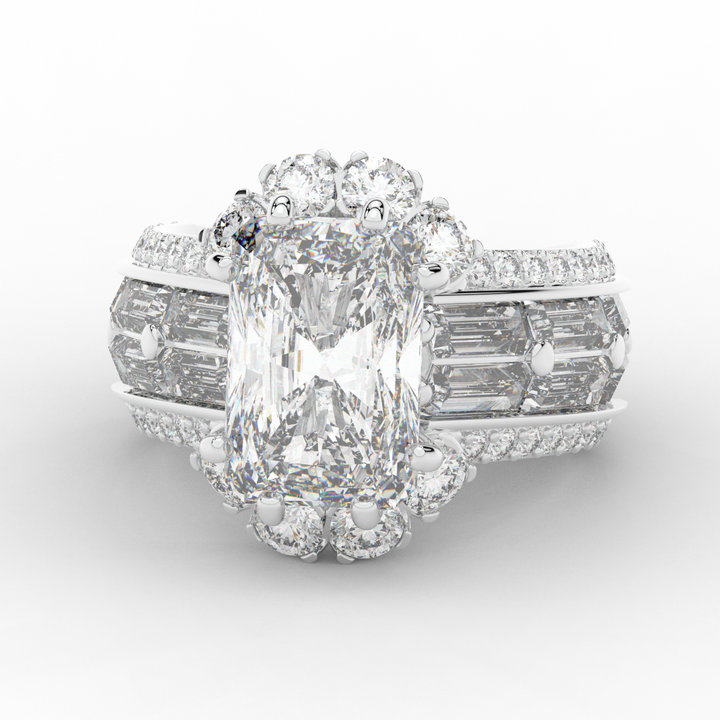 8.25CT.TW RADIANT LAB DIAMOND HALO ENGAGEMENT RING - Nazarelle