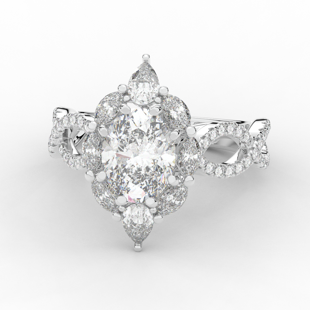 3.00CT.TW OVAL LAB DIAMOND HALO ENGAGEMENT RING - Nazarelle