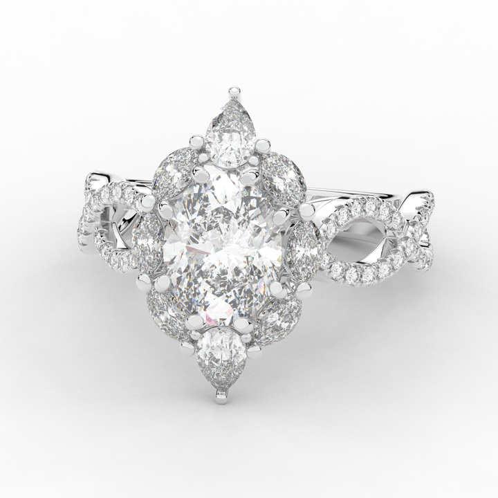 3.00CT.TW OVAL LAB DIAMOND HALO ENGAGEMENT RING - Nazarelle