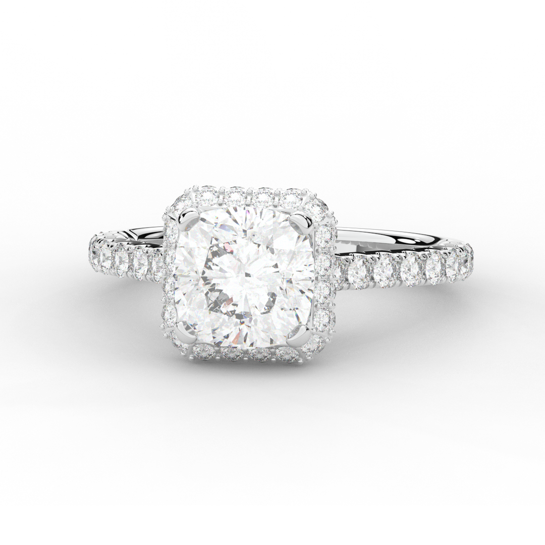 2.75CT.TW CUSHION LAB DIAMOND HALO ENGAGEMENT RING - Nazarelle