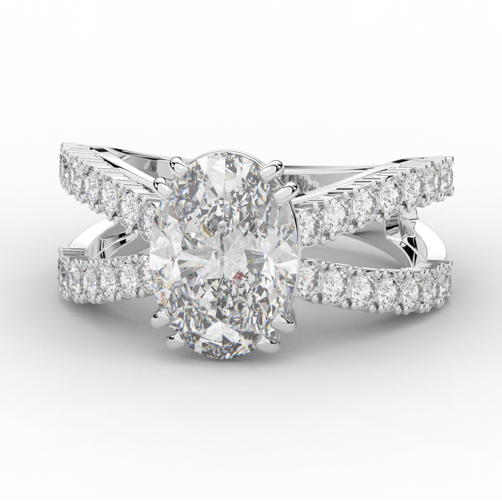 3.75CT.TW OVAL LAB DIAMOND SPLIT BAND ENGAGEMENT RING