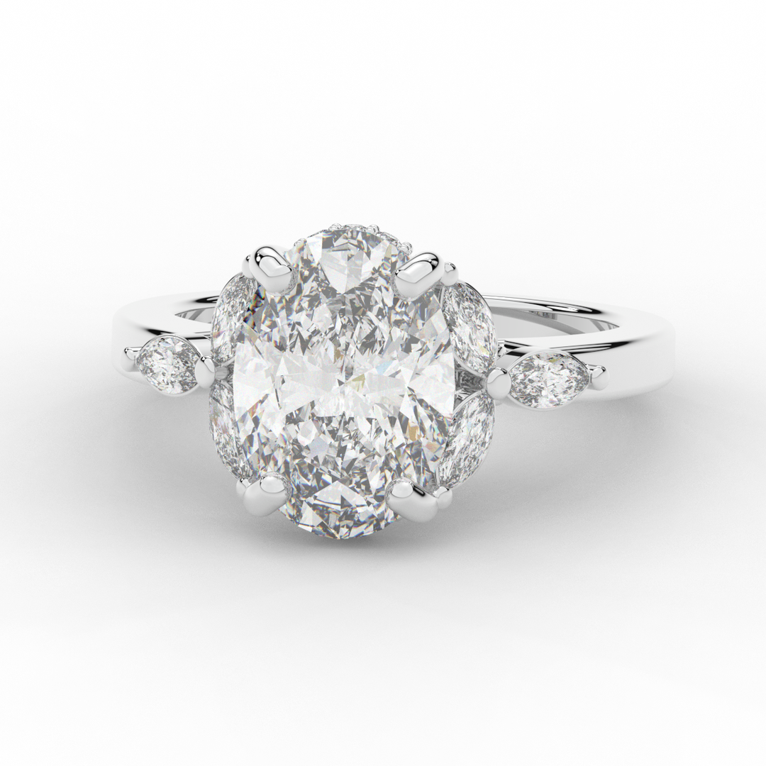 2.85CT.TW OVAL LAB DIAMOND ENGAGEMENT RING - Nazarelle