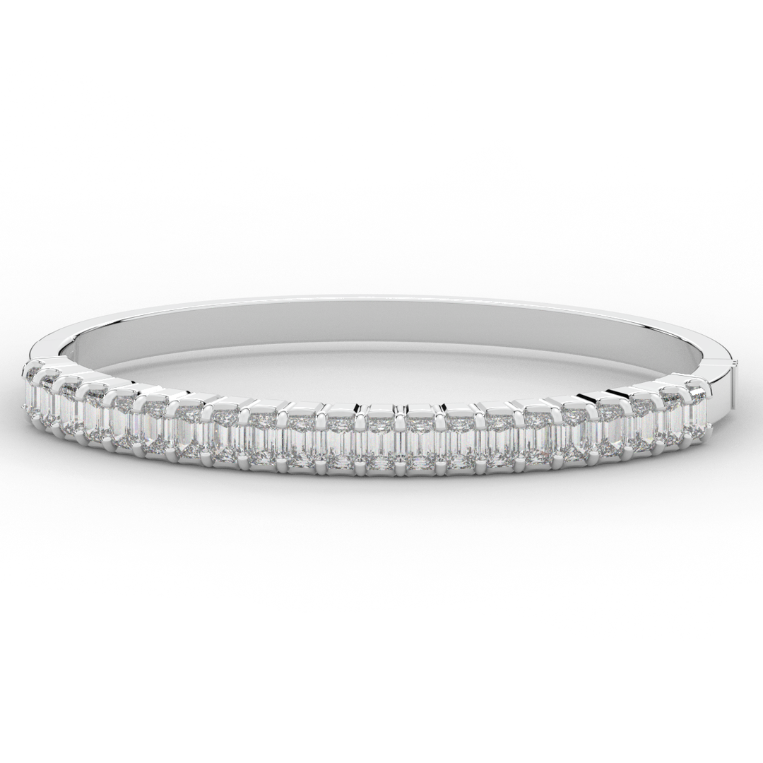 6.50CT.TW EMERALD CUT LAB DIAMOND BANGLE - Nazarelle