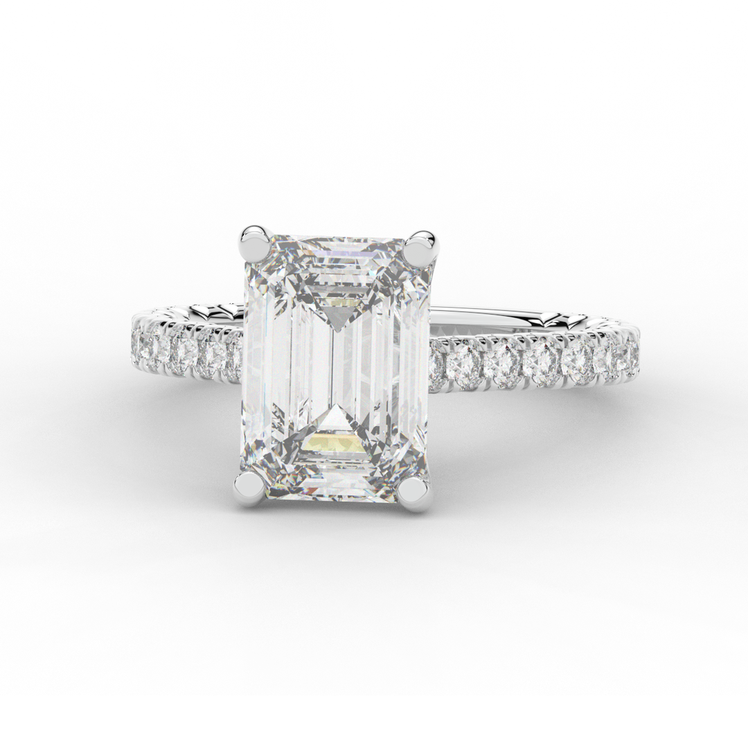 4.25CT.TW EMERALD CUT LAB DIAMOND SOLITAIRE ENGAGEMENT RING - Nazarelle