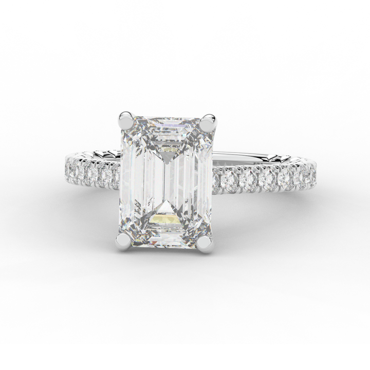 4.25CT.TW EMERALD CUT LAB DIAMOND SOLITAIRE ENGAGEMENT RING - Nazarelle