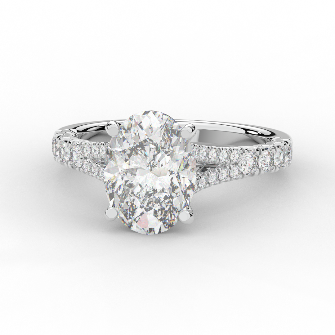 3.45CT.TW OVAL LAB DIAMOND ENGAGEMENT RING - Nazarelle
