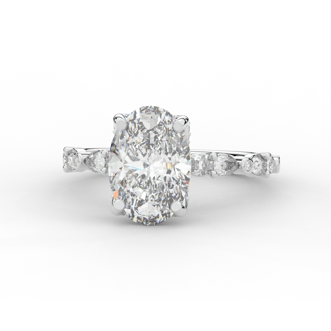 3.60CT.TW OVAL LAB DIAMOND SOLITAIRE ENGAGEMENT RING - Nazarelle