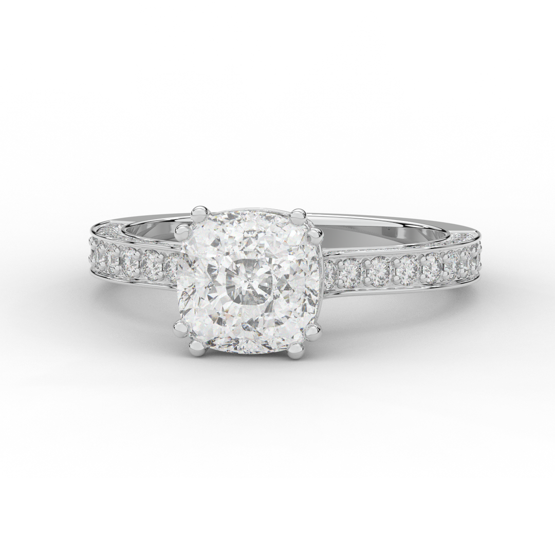 2.60CT.TW CUSHION LAB DIAMOND SOLITAIRE ENGAGEMENT RING - Nazarelle
