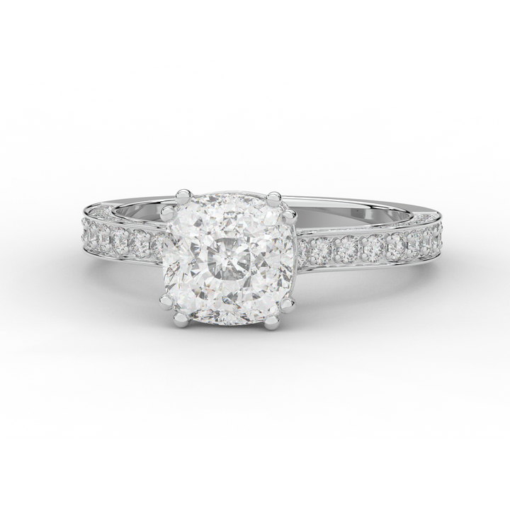 2.60CT.TW CUSHION LAB DIAMOND SOLITAIRE ENGAGEMENT RING - Nazarelle