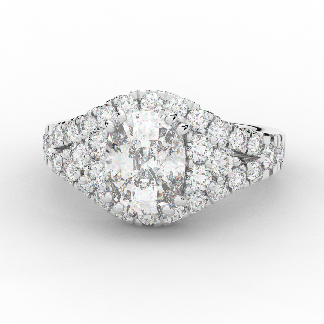 3.10CT.TW CUSHION LAB DIAMOND HALO ENGAGEMENT RING - Nazarelle