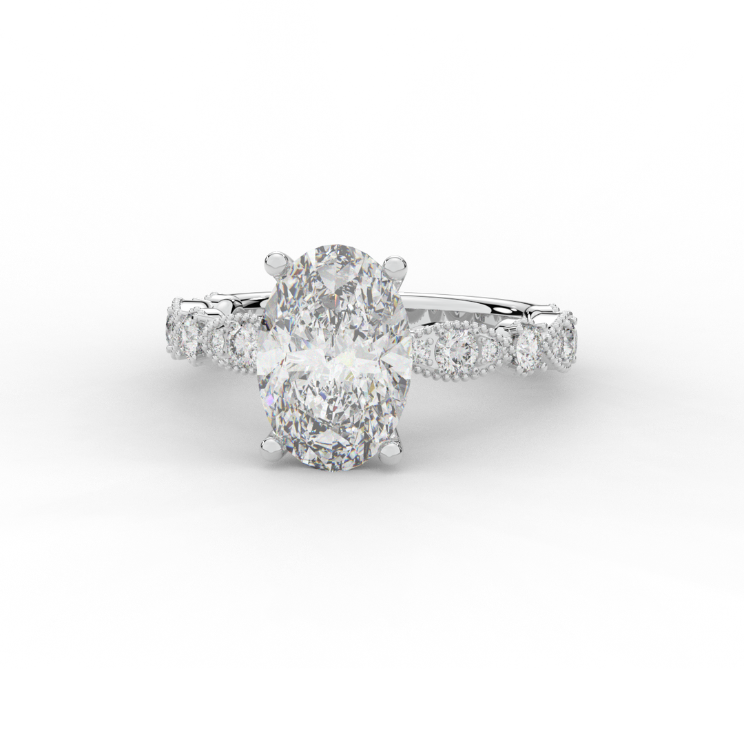 3.50CT.TW OVAL LAB DIAMOND SOLITAIRE ENGAGEMENT RING - Nazarelle