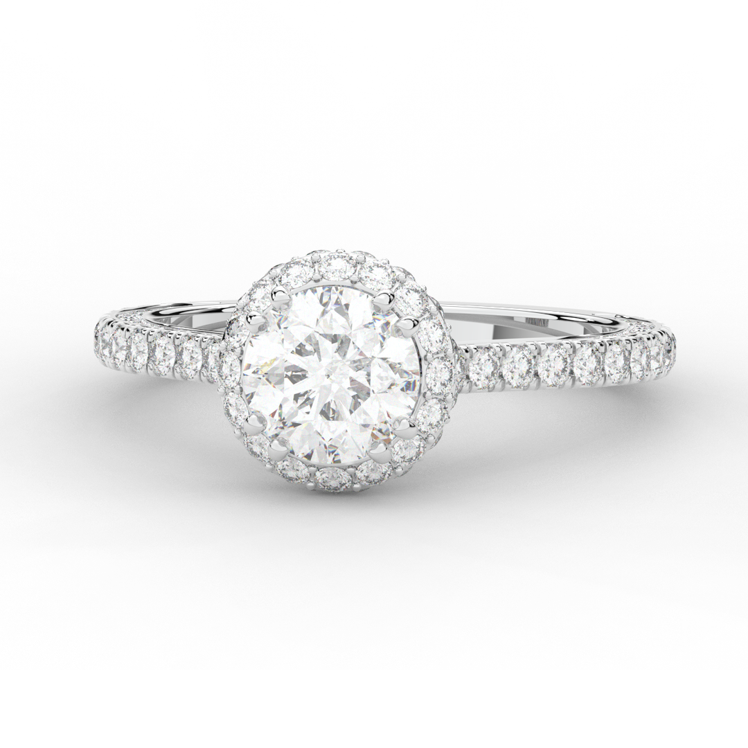 1.90CT.TW ROUND LAB DIAMOND HALO ENGAGEMENT RING - Nazarelle