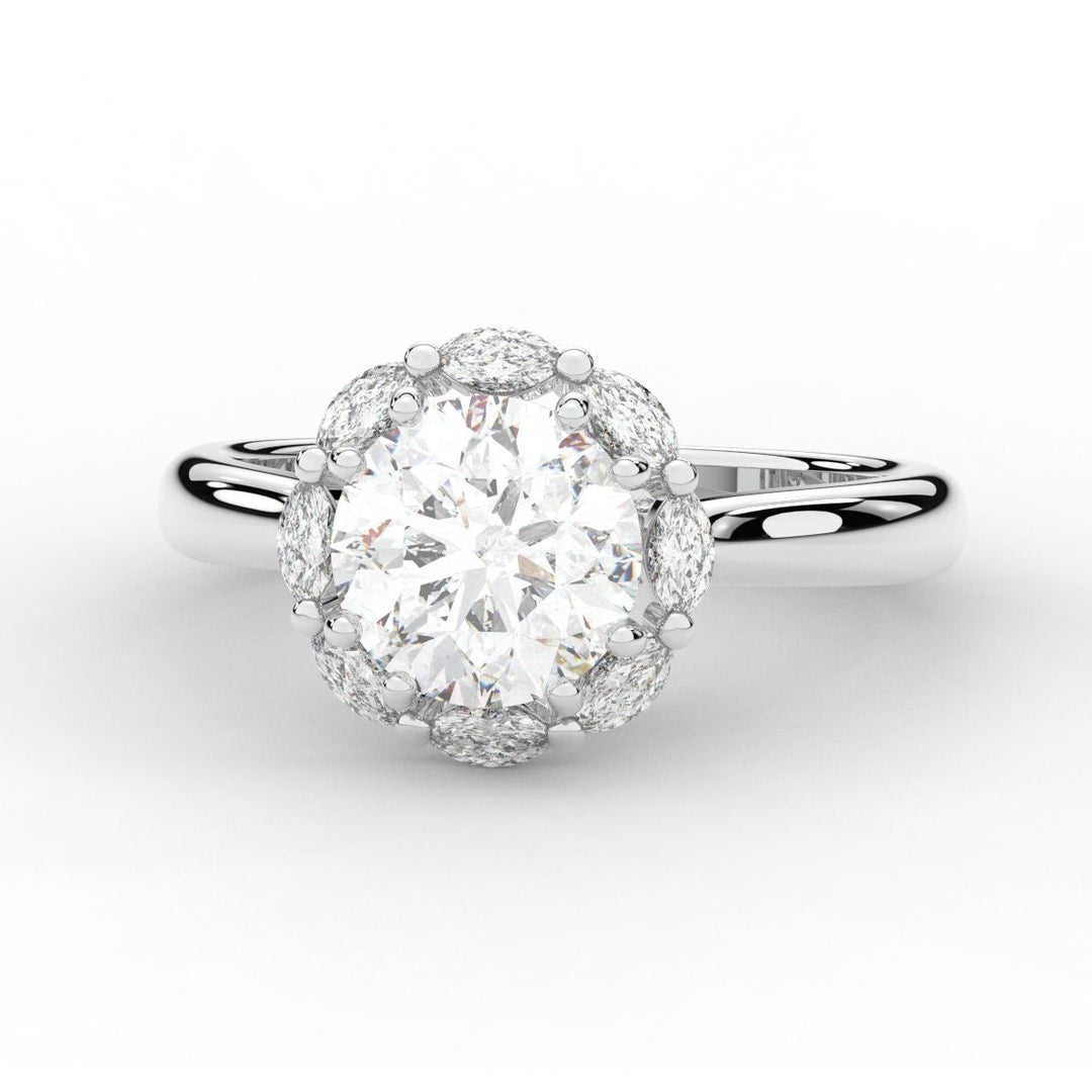 2.40CT.TW ROUND LAB DIAMOND HALO ENGAGEMENT RING - Nazarelle