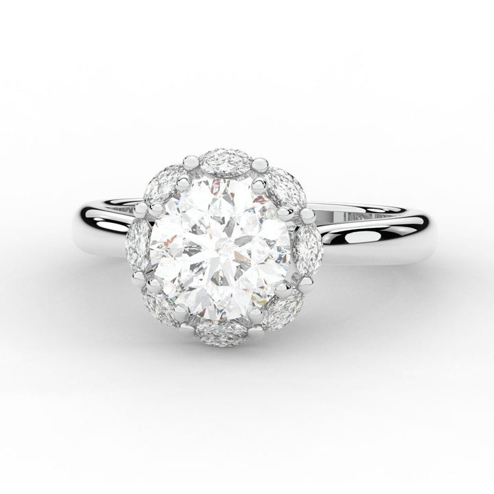 2.40CT.TW ROUND LAB DIAMOND HALO ENGAGEMENT RING - Nazarelle