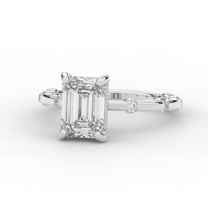 2.60CT.TW RADIANT LAB DIAMOND UNDERHALO SOLITAIRE ENGAGEMENT RING - Nazarelle