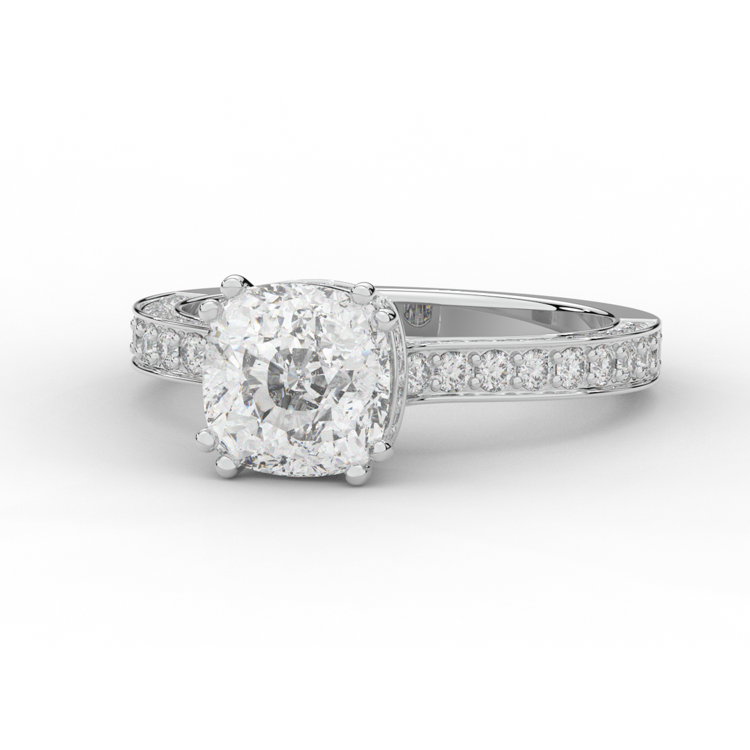 2.60CT.TW CUSHION LAB DIAMOND SOLITAIRE ENGAGEMENT RING - Nazarelle