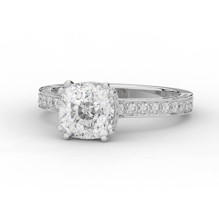 2.60CT.TW CUSHION LAB DIAMOND SOLITAIRE ENGAGEMENT RING - Nazarelle