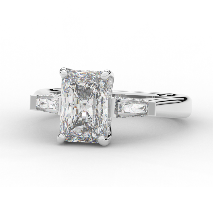 3.45CT.TW RADIANT LAB DIAMOND 3 STONE ENGAGEMENT RING - Nazarelle