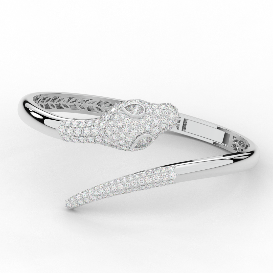 3.75CT.TW ROUND AND PEAR LAB DIAMOND SNAKE BANGLE - Nazarelle