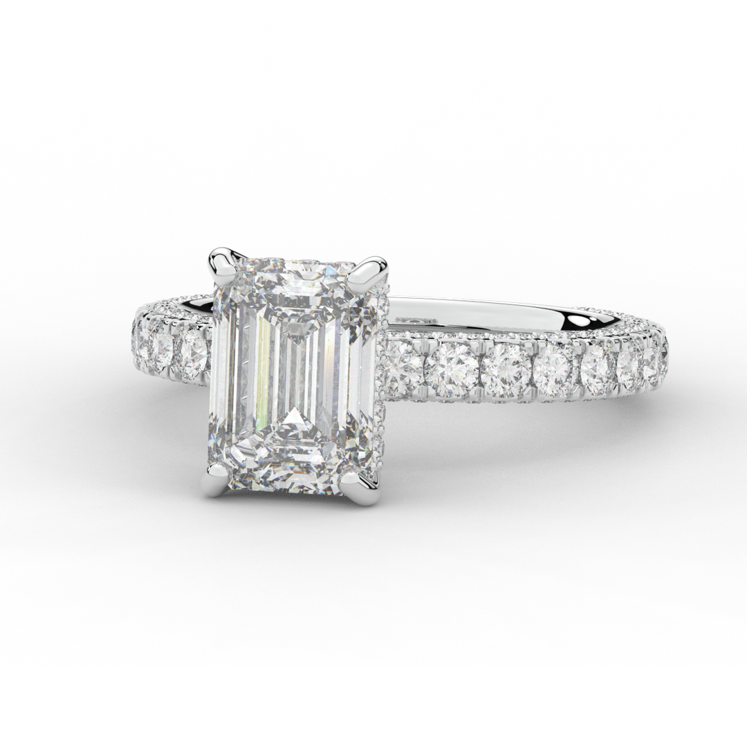3.00CT.TW EMERALD CUT LAB DIAMOND ENGAGEMENT RING - Nazarelle