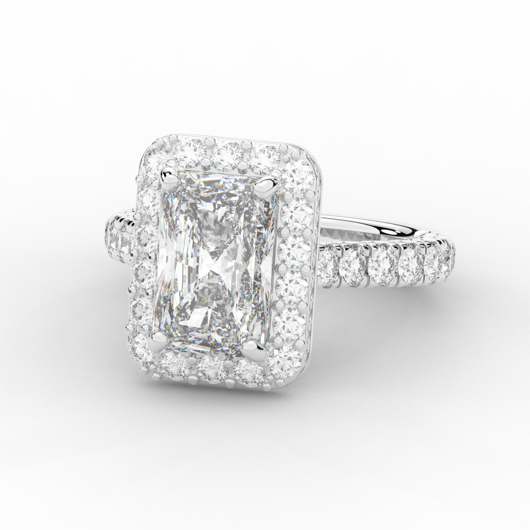 4.50CT.TW RADIANT LAB DIAMOND HALO ENGAGEMENT RING - Nazarelle
