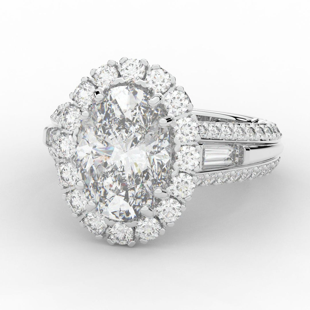 5.75CT.TW OVAL LAB DIAMOND HALO ENGAGEMENT RING - Nazarelle