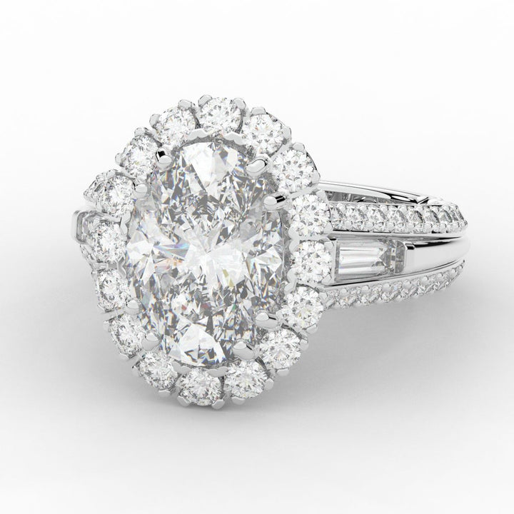 5.75CT.TW OVAL LAB DIAMOND HALO ENGAGEMENT RING - Nazarelle