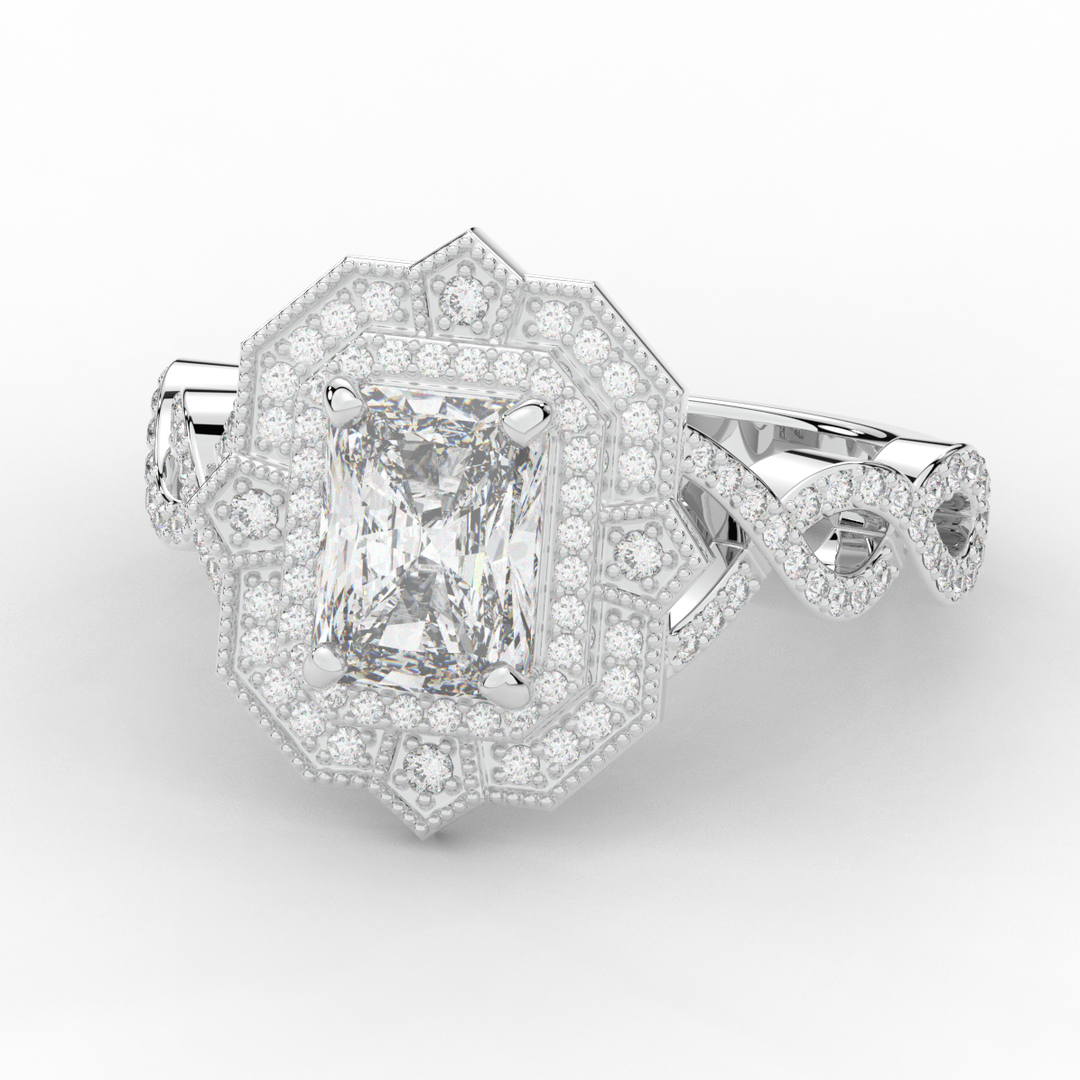 1.90CT.TW RADIANT LAB DIAMOND HALO ENGAGEMENT RING - Nazarelle