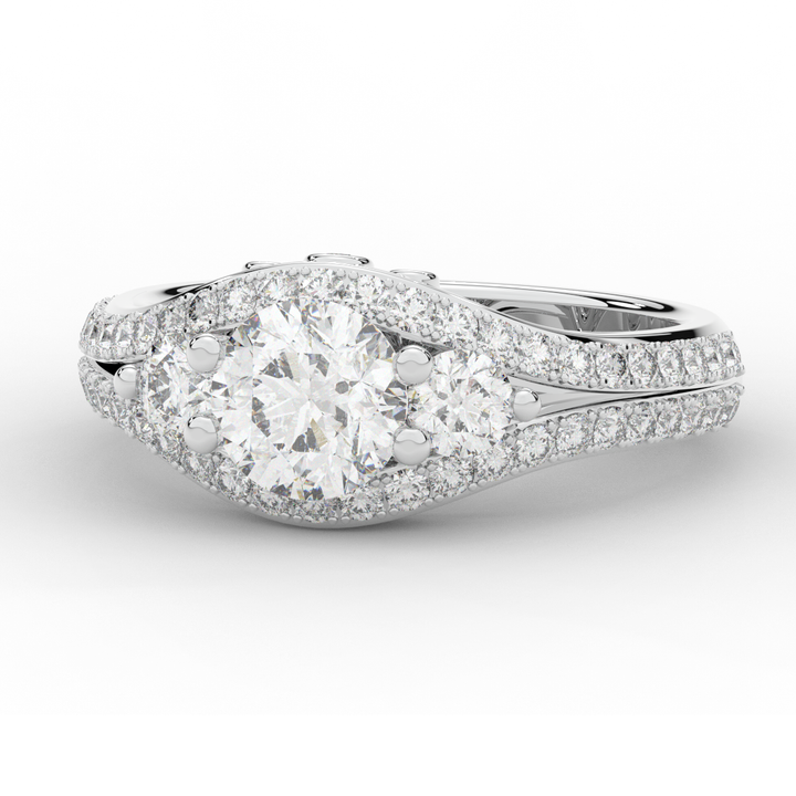 1.90CT.TW ROUND LAB DIAMOND THREE STONE ENGAGEMENT RING - Nazarelle