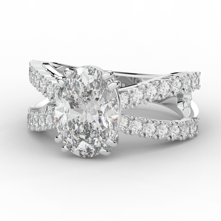 3.75CT.TW OVAL LAB DIAMOND SPLIT BAND ENGAGEMENT RING