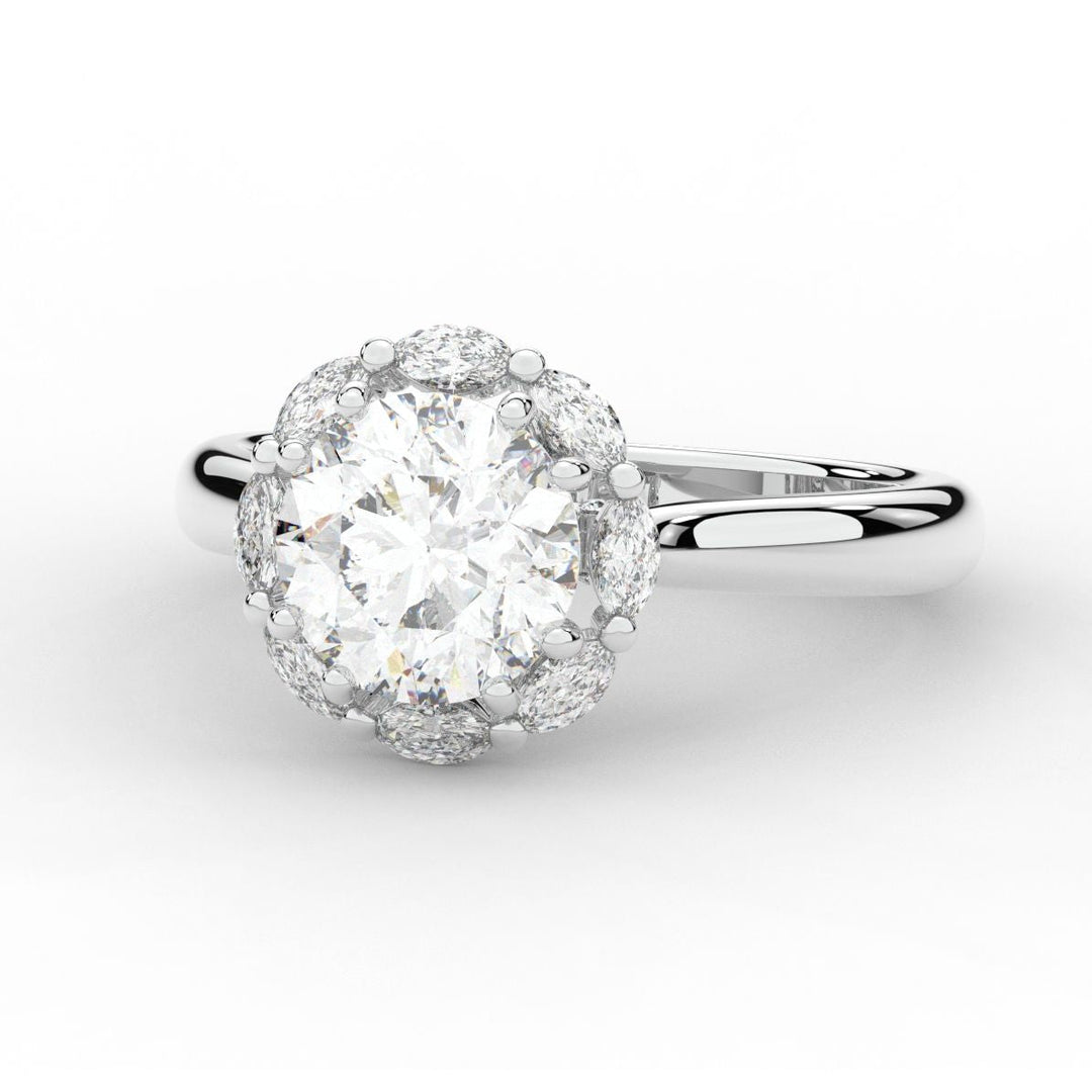 2.40CT.TW ROUND LAB DIAMOND HALO ENGAGEMENT RING - Nazarelle