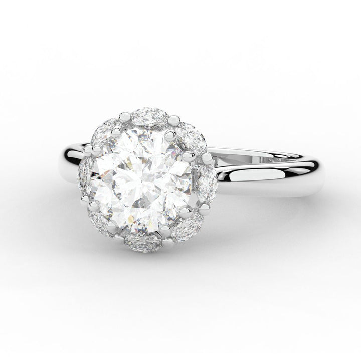 2.40CT.TW ROUND LAB DIAMOND HALO ENGAGEMENT RING - Nazarelle