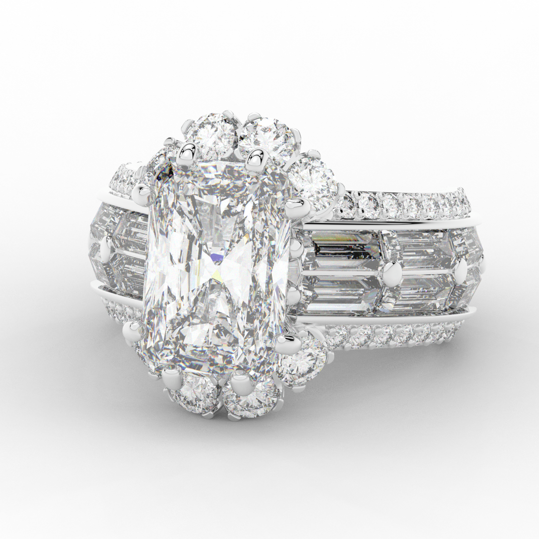 8.25CT.TW RADIANT LAB DIAMOND HALO ENGAGEMENT RING - Nazarelle