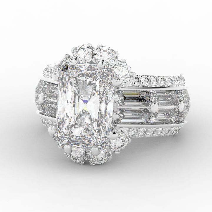 8.25CT.TW RADIANT LAB DIAMOND HALO ENGAGEMENT RING - Nazarelle