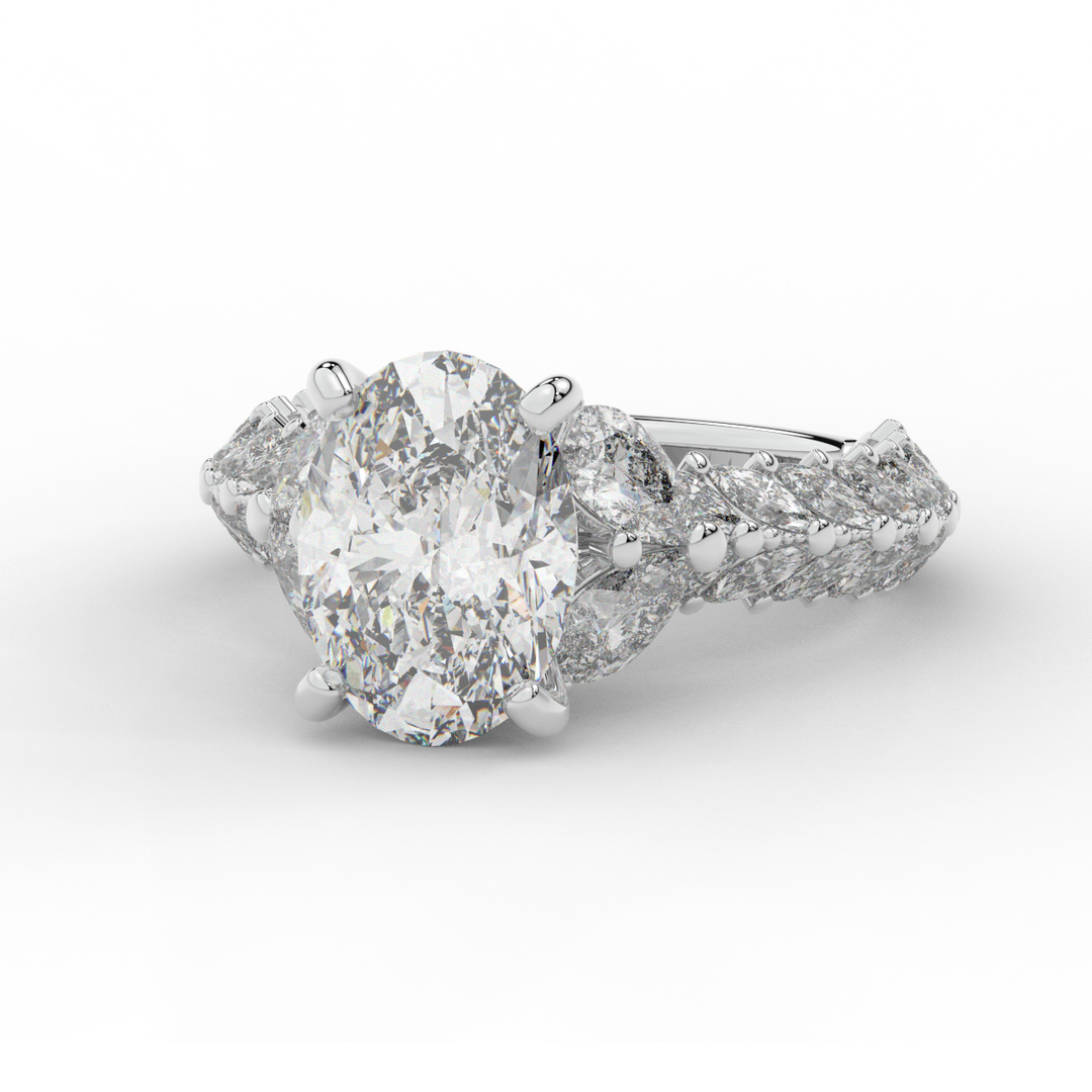 5.25CT.TW OVAL LAB DIAMOND HALO ENGAGEMENT RING - Nazarelle