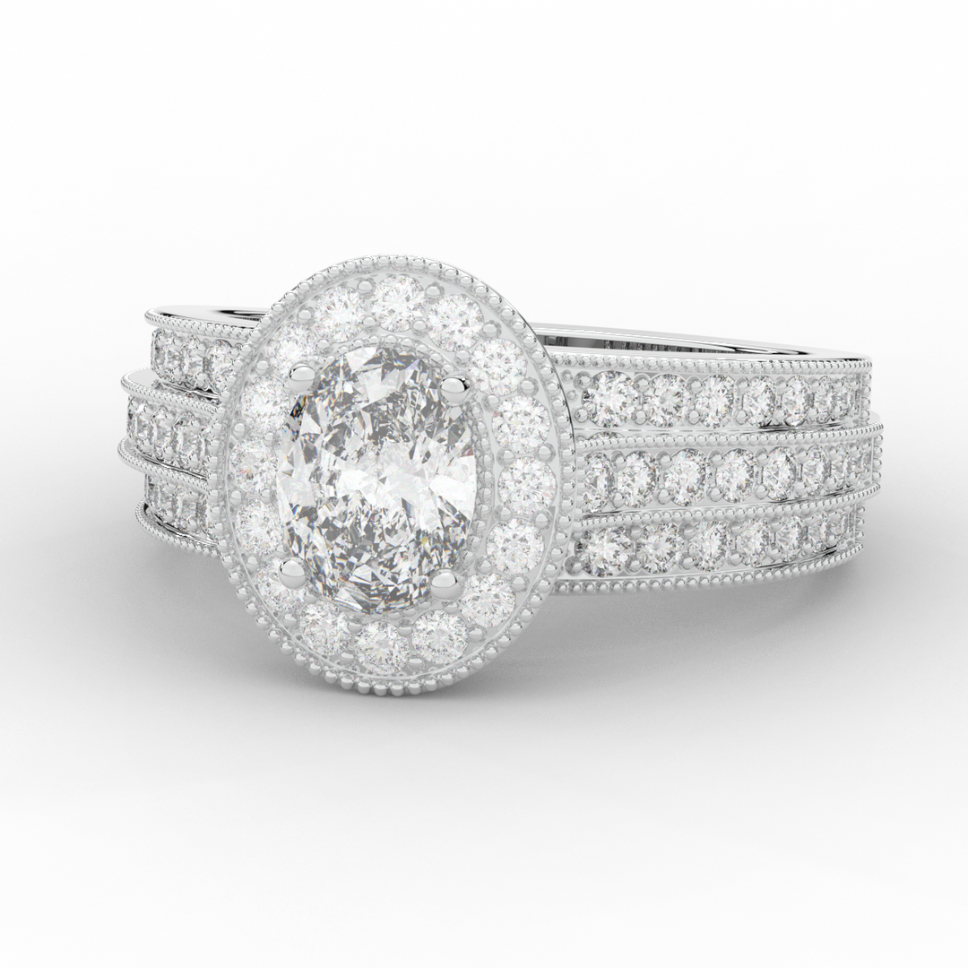 1.80CT.TW OVAL LAB DIAMOND HALO ENGAGEMENT RING - Nazarelle