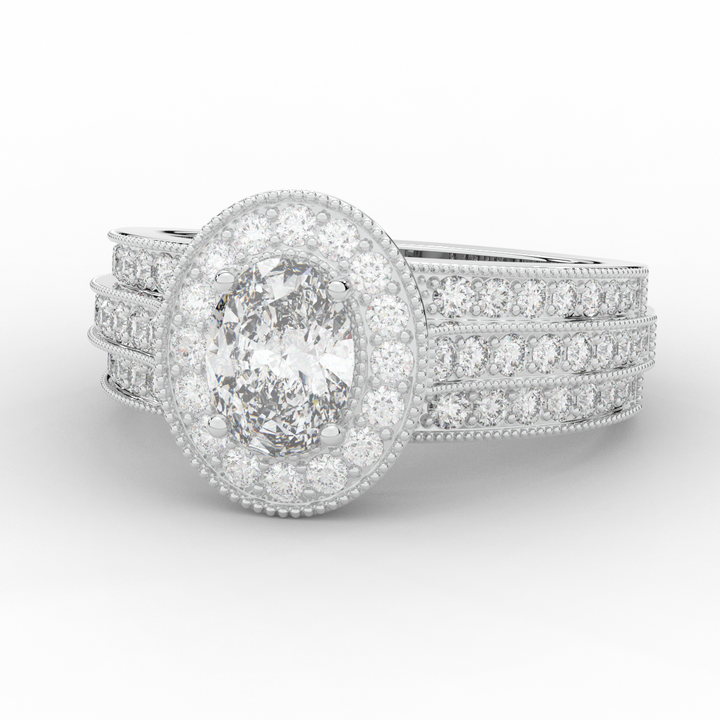 1.80CT.TW OVAL LAB DIAMOND HALO ENGAGEMENT RING - Nazarelle