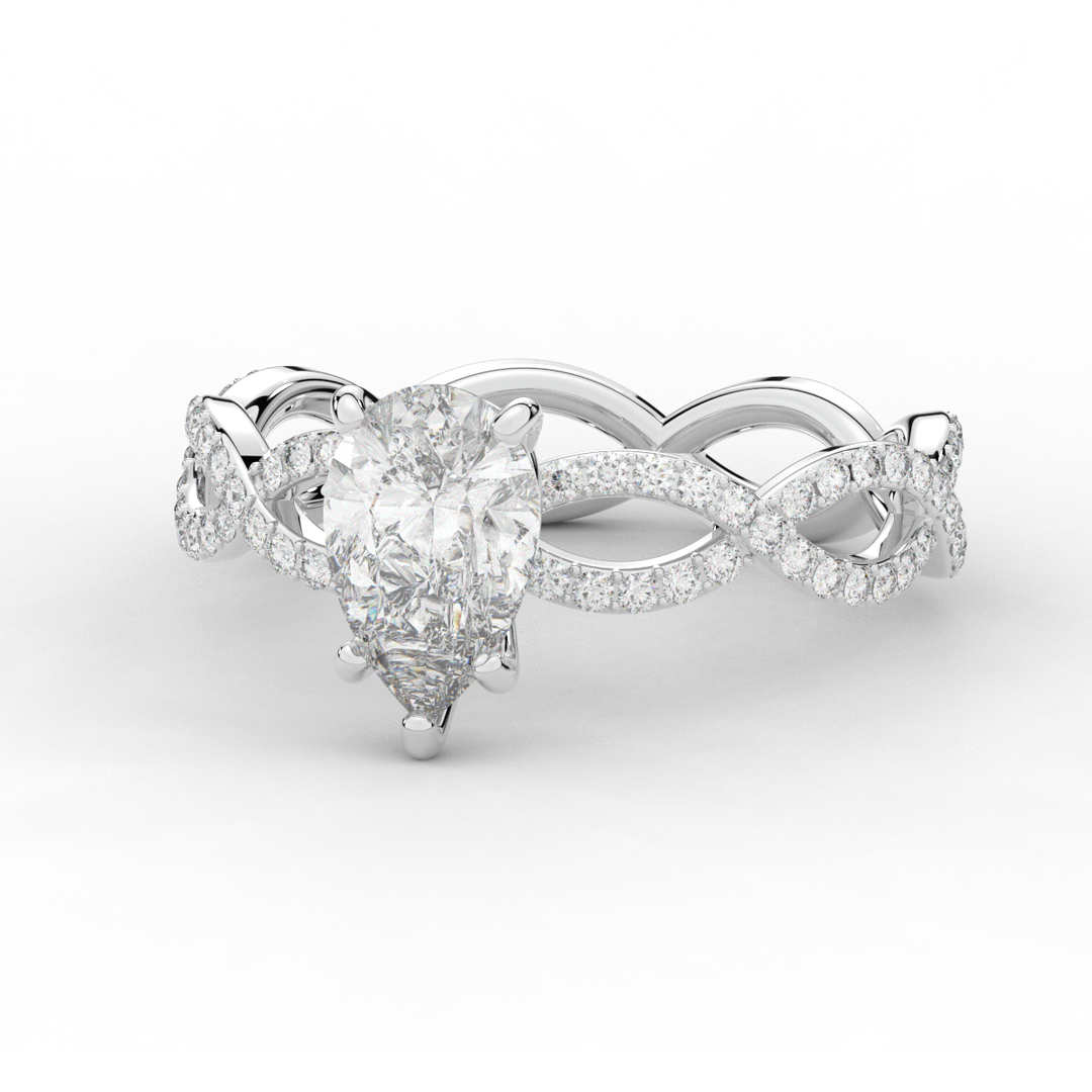 1.30CT.TW PEAR LAB DIAMOND TWIST BAND ENGAGEMENT RING - Nazarelle