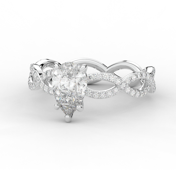 1.30CT.TW PEAR LAB DIAMOND TWIST BAND ENGAGEMENT RING - Nazarelle