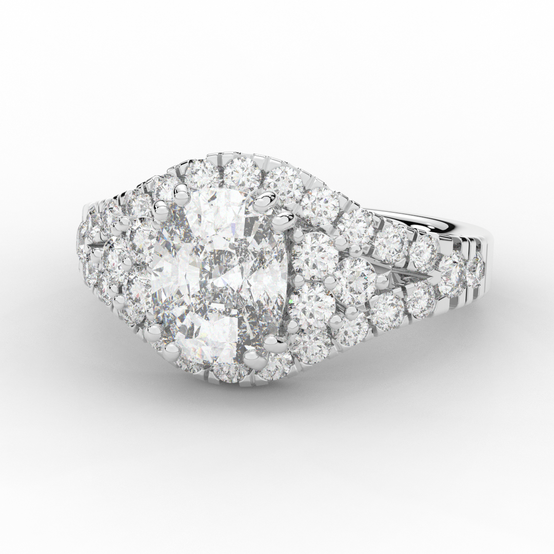 3.10CT.TW CUSHION LAB DIAMOND HALO ENGAGEMENT RING - Nazarelle
