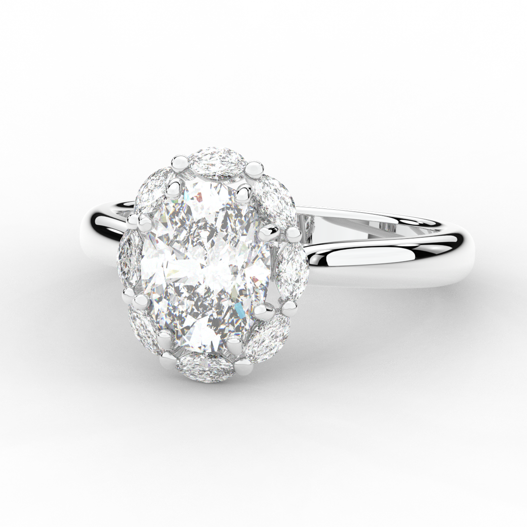 1.90CT.TW OVAL LAB DIAMOND HALO ENGAGEMENT RING - Nazarelle