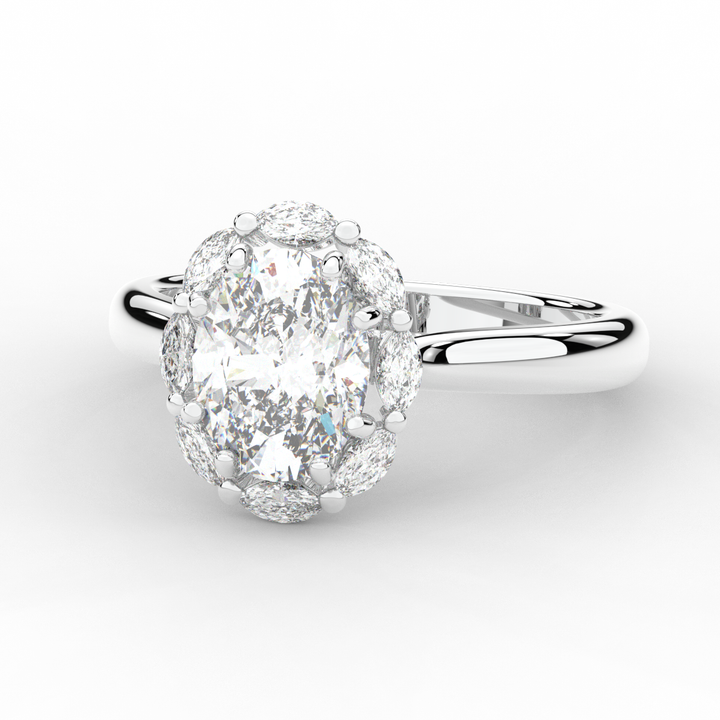 1.90CT.TW OVAL LAB DIAMOND HALO ENGAGEMENT RING - Nazarelle
